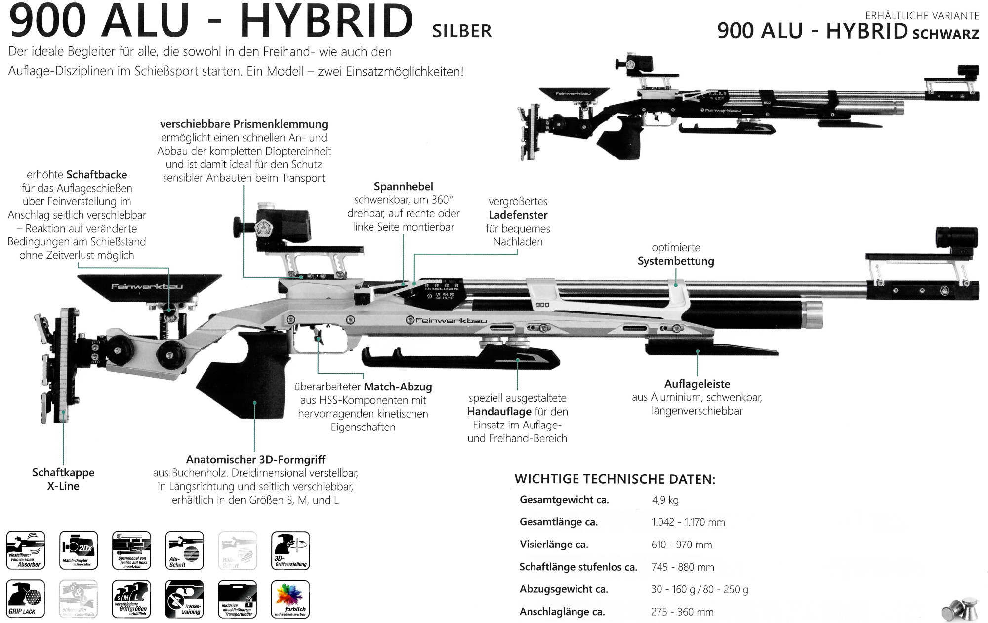 Feinwerkbau air rifle mod. 900 alu - hybrid